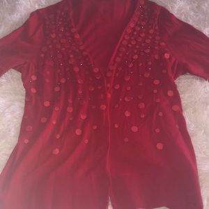 Red sequin button up sweater ❤️